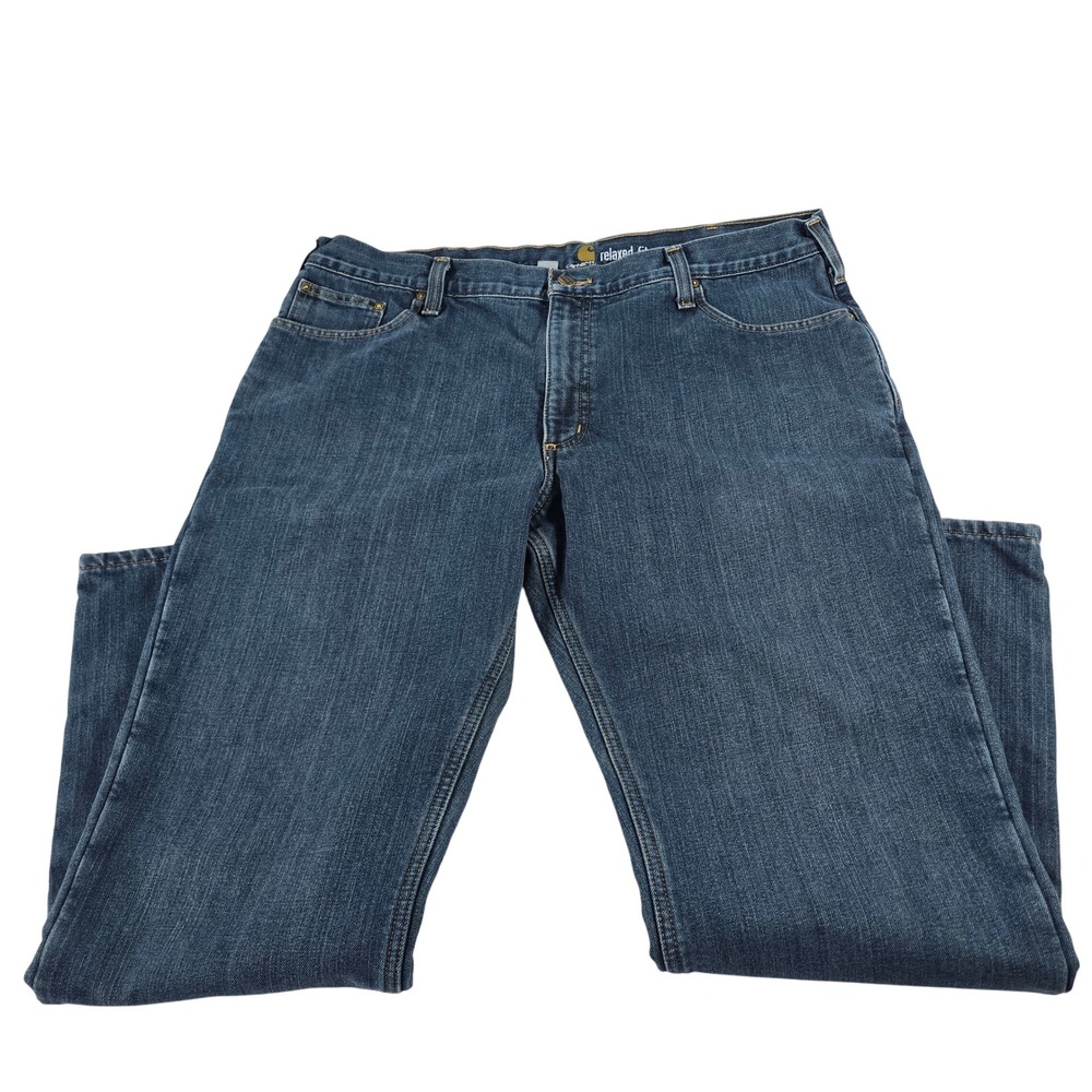 Carhartt Relaxed Fit Fleece Lined Jeans Mens 40x32 Dark Wash Blue 102803-966